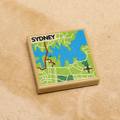 Sydney, Australia Map (2x2 Tile) (LEGO) - Premium Custom LEGO Parts - Just $1.50! Shop now at Retro Gaming of Denver