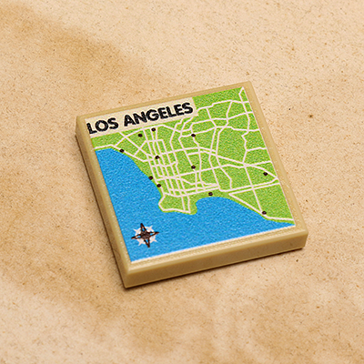 Los Angeles, CA Map (2x2 Tile) (LEGO) - Premium Custom LEGO Parts - Just $1.50! Shop now at Retro Gaming of Denver