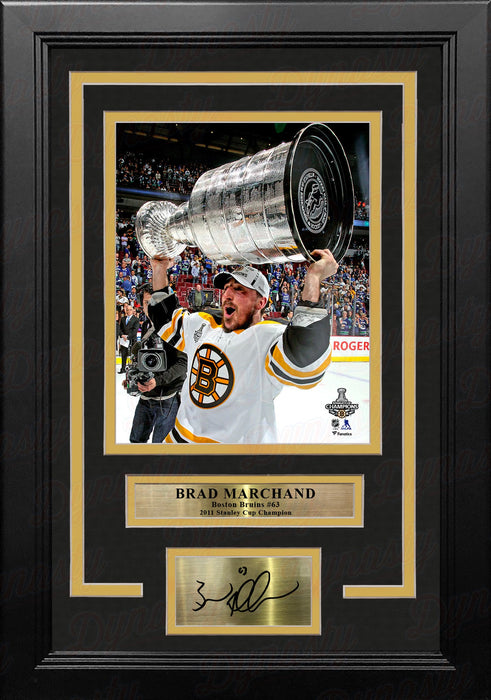 Brad Marchand 2011 Stanley Cup Trophy Boston Bruins 8" x 10" Framed Hockey Photo with Engraved Autograph - for just $79.99! 