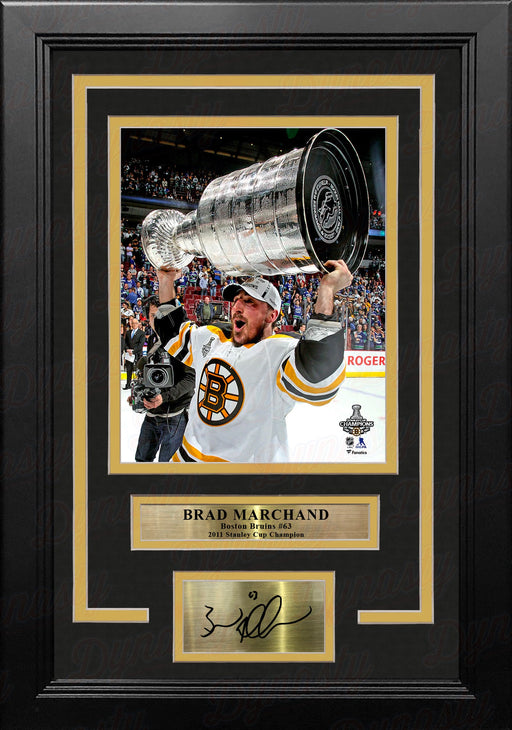 Brad Marchand 2011 Stanley Cup Trophy Boston Bruins 8" x 10" Framed Hockey Photo with Engraved Autograph - for just $79.99! 