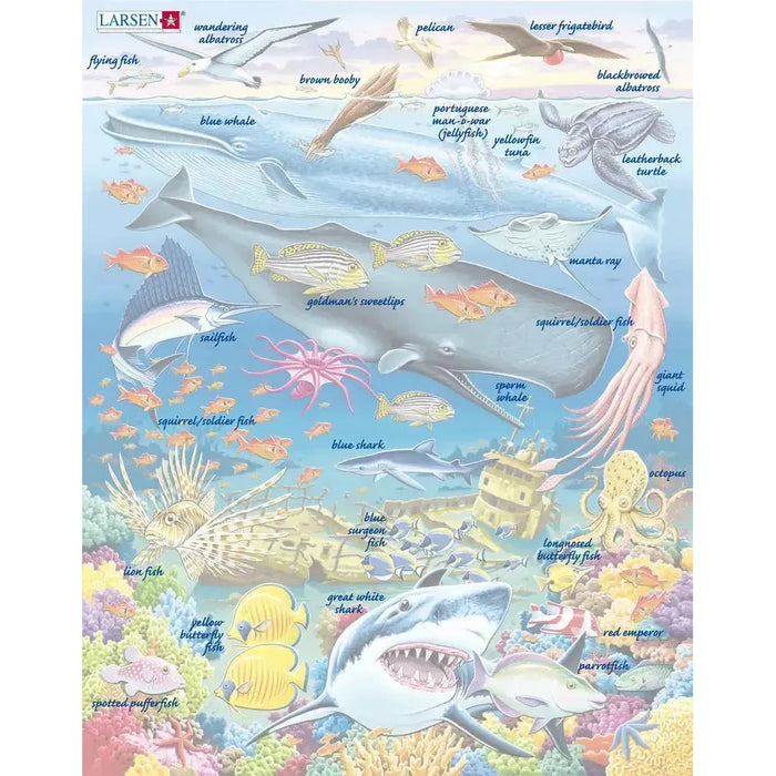 Marine Life in the Pacific Ocean 66 Piece Tray Jigsaw Puzzle Larsen - for just $11.99! 