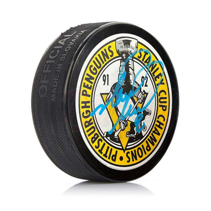Mark Recchi Pittsburgh Penguins 1992 Stanley Cup Champions Autographed Hockey Logo Puck - for just $69.99! 