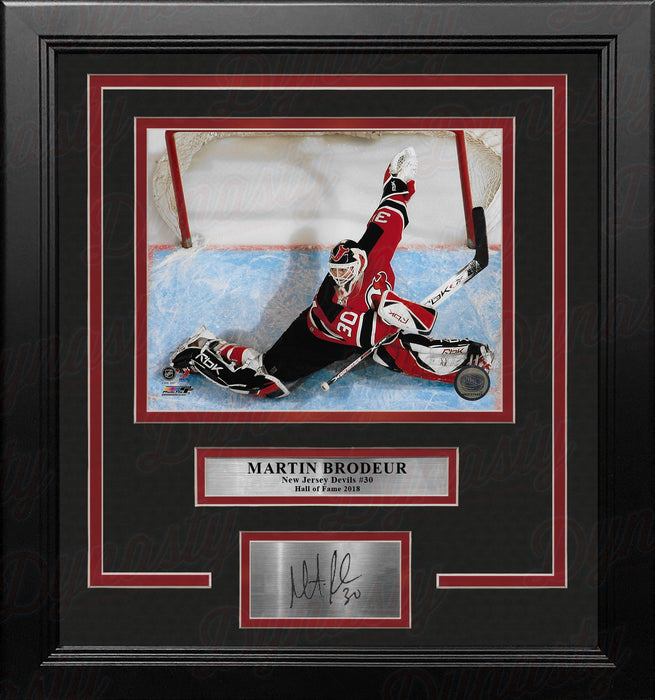 Martin Brodeur Save New Jersey Devils 8" x 10" Framed Hockey Photo with Engraved Autograph - for just $79.99! 
