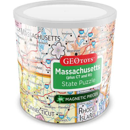Massachusetts (+ CT & RI) State 100 Piece Magnetic Jigsaw Puzzle Geotoys - for just $11.99! 