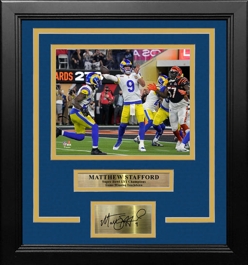 Matthew Stafford Game-Winning TD Super Bowl LVI LA Rams 8x10 Framed Photo with Engraved Autograph - for just $79.99! 
