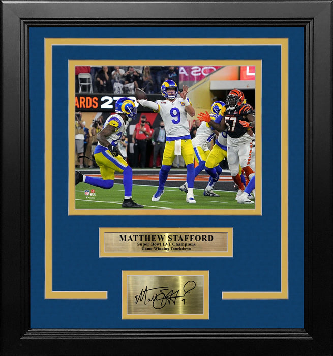 Matthew Stafford Game-Winning TD Super Bowl LVI LA Rams 8x10 Framed Photo with Engraved Autograph - for just $79.99! 