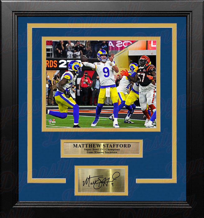 Matthew Stafford Game-Winning TD Super Bowl LVI LA Rams 8x10 Framed Photo with Engraved Autograph - for just $79.99! 