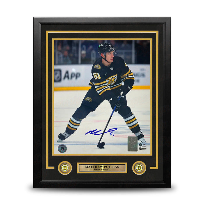 Matthew Poitras in Action Boston Bruins Autographed 16" x 20" Framed Hockey Photo - for just $149.99! 