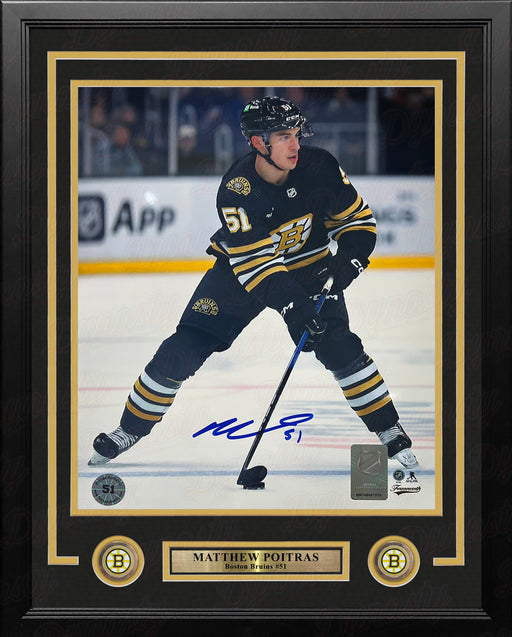 Matthew Poitras in Action Boston Bruins Autographed 16" x 20" Framed Hockey Photo - for just $149.99! 