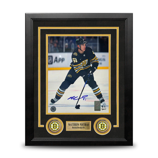 Matthew Poitras in Action Boston Bruins Autographed 8" x 10" Framed Hockey Photo - for just $129.99! 