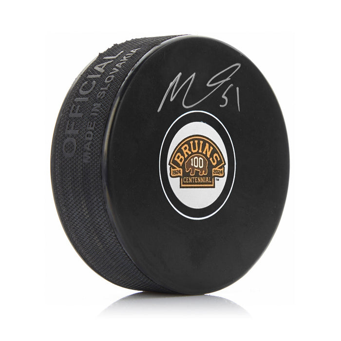 Matthew Poitras Autographed Boston Bruins 100th Anniversary Hockey Logo Puck - for just $89.99! 