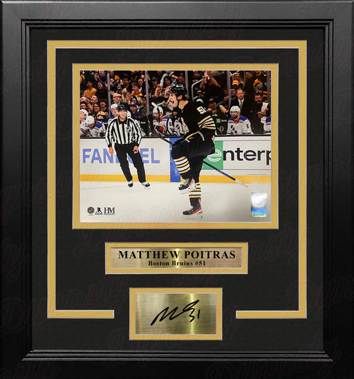 Matthew Poitras Celebration Boston Bruins 8" x 10" Framed Hockey Photo with Engraved Autograph - for just $79.99! 