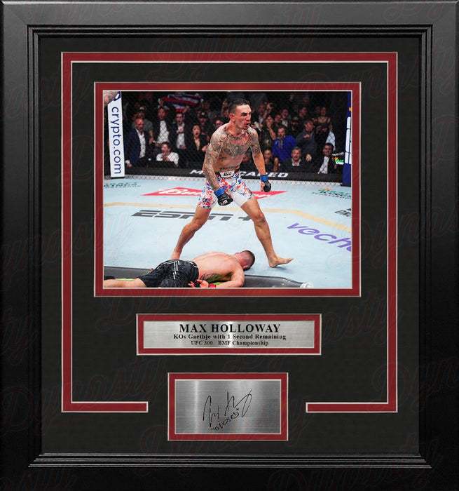 Max Holloway KOs Gaethje 8x10 Framed Mixed Martial Arts Photo with Engraved Autograph - for just $79.99! 