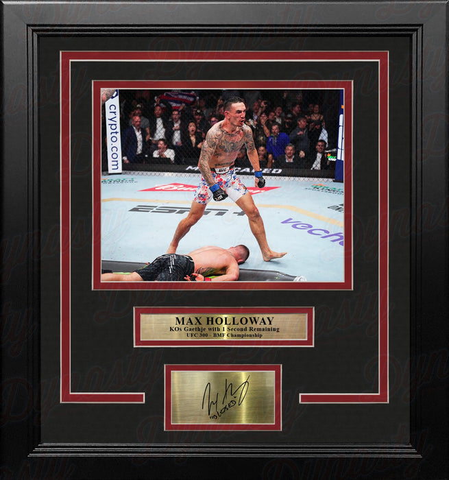 Max Holloway KOs Gaethje 8x10 Framed Mixed Martial Arts Photo with Engraved Autograph - for just $79.99! 