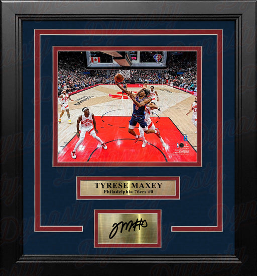 Tyrese Maxey City Edition Action Philadelphia 76ers 8" x 10" Framed Photo with Engraved Autograph - for just $79.99! 