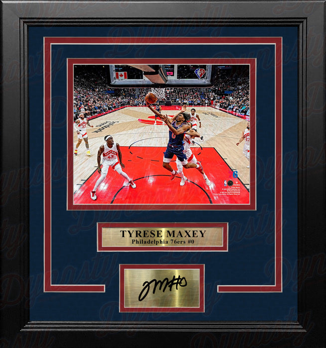 Tyrese Maxey City Edition Action Philadelphia 76ers 8" x 10" Framed Photo with Engraved Autograph - for just $79.99! 