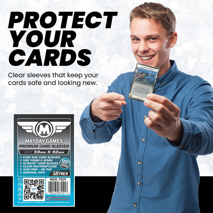 Euro Game Card Sleeves (59x92mm) Standard 7028 or Premium 7029 (Card Sleeves for Lifeboats) - for just $2.75! 