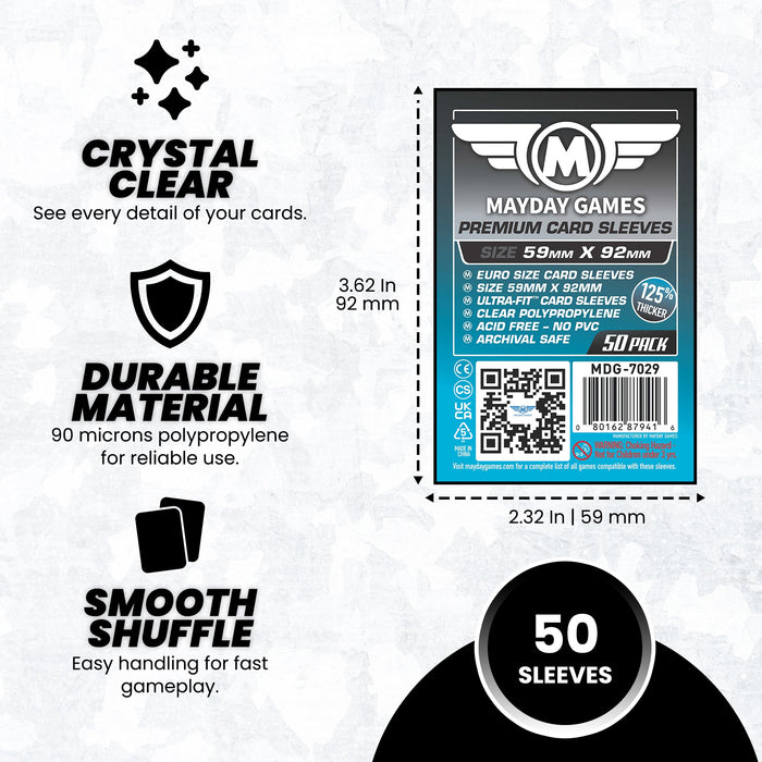 Euro Game Card Sleeves (59x92mm) Standard 7028 or Premium 7029 (Card Sleeves for Lifeboats) - for just $2.75! 