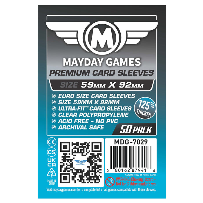 Euro Game Card Sleeves (59x92mm) Standard 7028 or Premium 7029 (Card Sleeves for Lifeboats) - for just $2.75! 