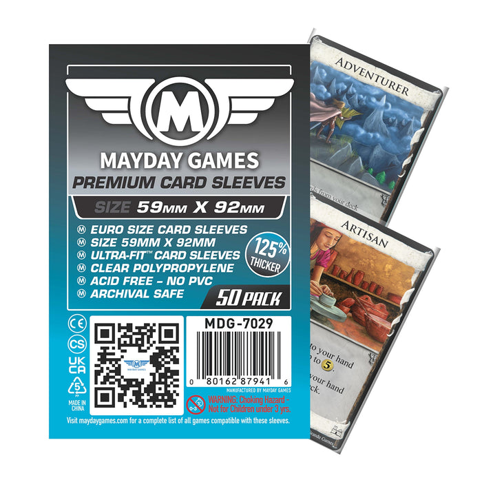 Euro Game Card Sleeves (59x92mm) Standard 7028 or Premium 7029 (Card Sleeves for Lifeboats) - for just $2.75! 