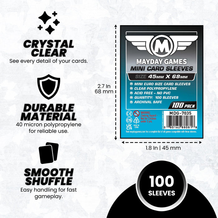 Mini Euro Card Sleeves (45x68mm) Standard 7035 or Premium 7080 - for just $2! 