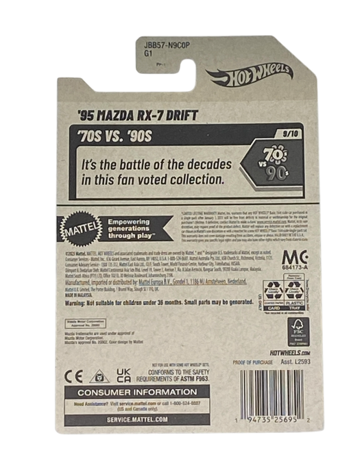 Hot Wheels '95 Mazda RX-7 Drift - '70s VS "90s Series 9/10 - for just $1.79! 