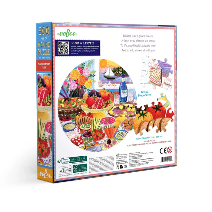 Mediterranean Table 500 Piece Round Jigsaw Puzzle eeBoo - for just $26.99! 
