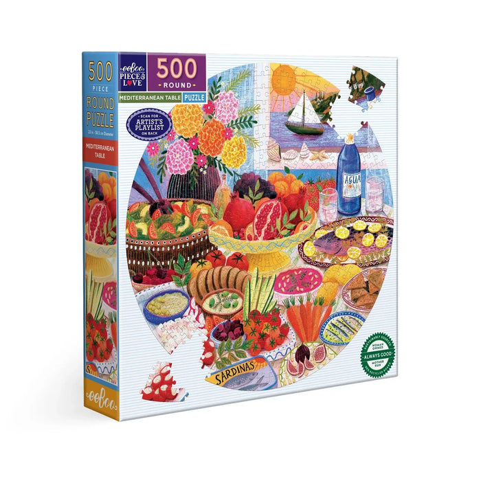 Mediterranean Table 500 Piece Round Jigsaw Puzzle eeBoo - for just $26.99! 