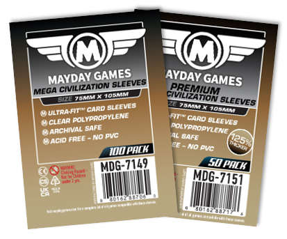 "Mega Civilization" Compatible Card Sleeves (75x105mm) - for just $4! 