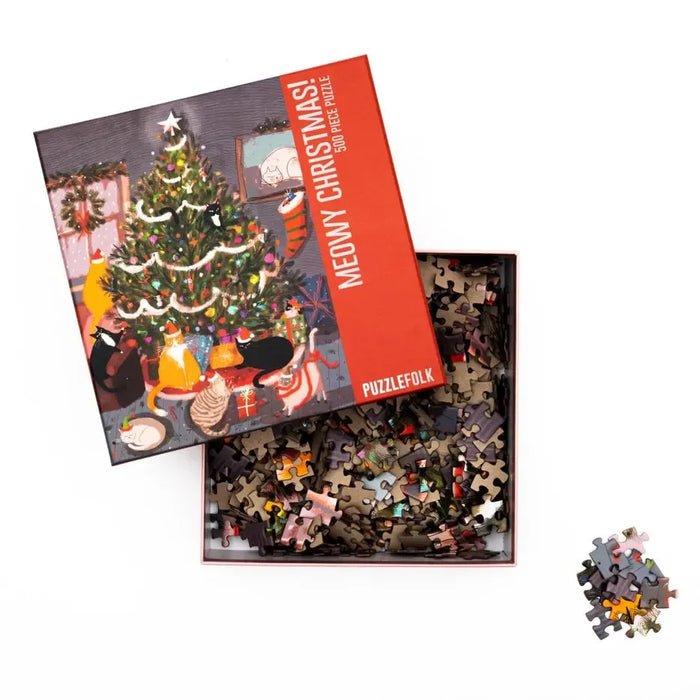 Meowy Christmas 500 Piece Jigsaw Puzzle PuzzleFolk - for just $25.99! 