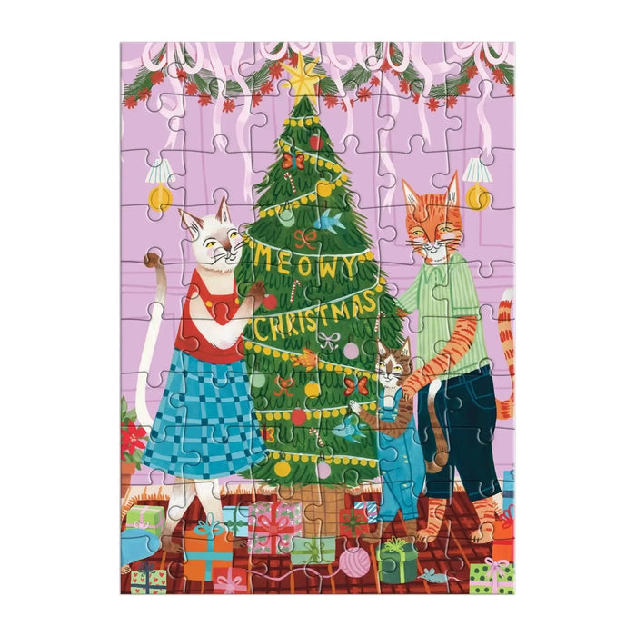 Meowy Christmas Greeting Card 60 Piece Jigsaw Puzzle Galison - for just $7.99! 