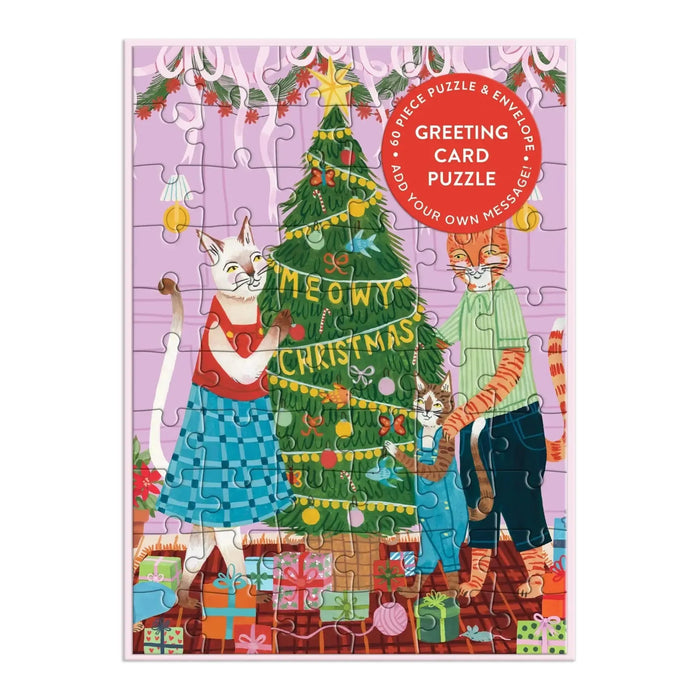 Meowy Christmas Greeting Card 60 Piece Jigsaw Puzzle Galison - for just $7.99! 