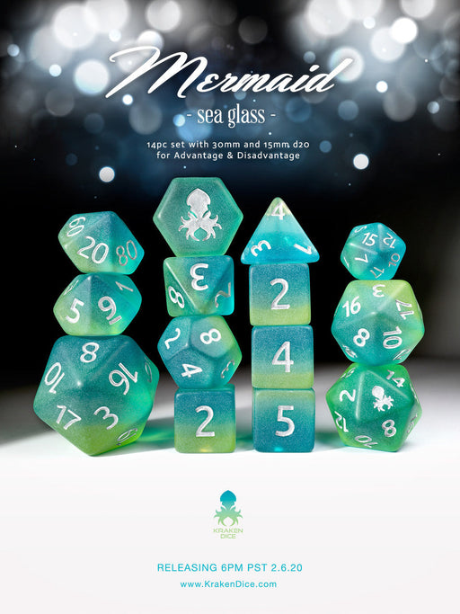 Kraken Dice Sea Glass 14 pc Dice Set - for just $24.95! 