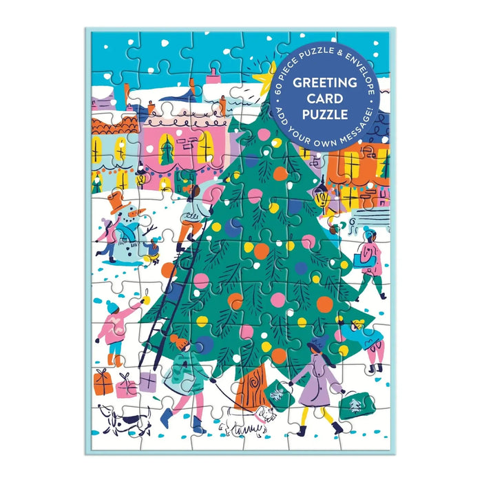 Merry & Bright Christmas Greeting Card 60 Piece Jigsaw Puzzle Galison - for just $7.99! 