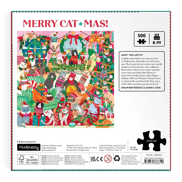 Merry Catmas 500 Piece Jigsaw Puzzle Mudpuppy - for just $17.99! 