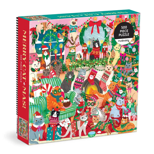 Merry Catmas 500 Piece Jigsaw Puzzle Mudpuppy - for just $17.99! 