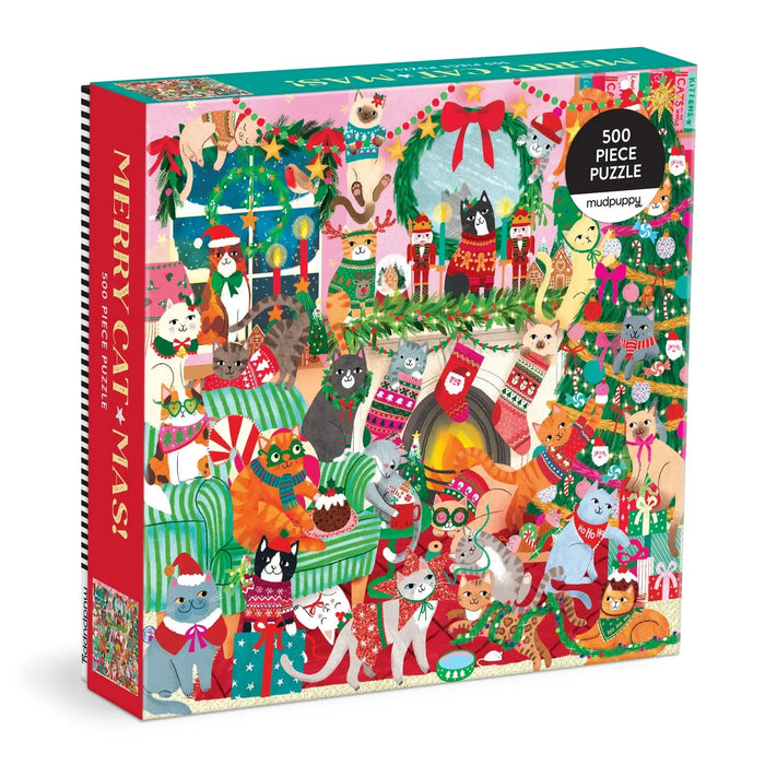 Merry Catmas 500 Piece Jigsaw Puzzle Mudpuppy - for just $17.99! 
