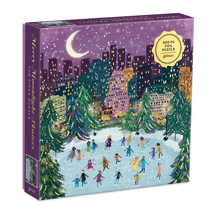 Merry Moonlight Skaters 500 Piece Jigsaw Puzzle Galison - for just $17.99! 