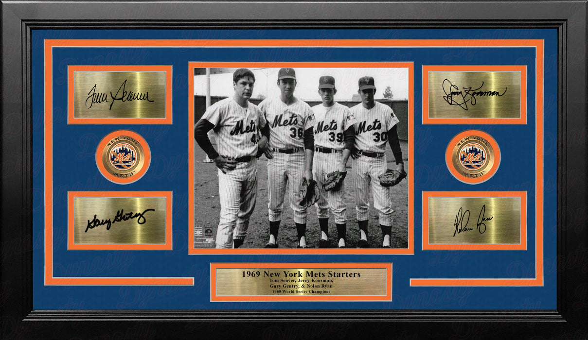 New York Mets 1969 Pitchers 8x10 Framed Photo with Engraved Autographs - Seaver Koosman Gentry Ryan - for just $99.99! 