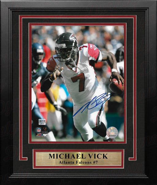 Michael Vick in White Atlanta Falcons Autographed 8" x 10" Framed Football Photo - for just $129.99! 