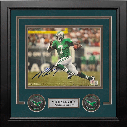 Michael Vick Kelly Green Action Philadelphia Eagles Autographed 8" x 10" Framed Football Photo - for just $129.99! 