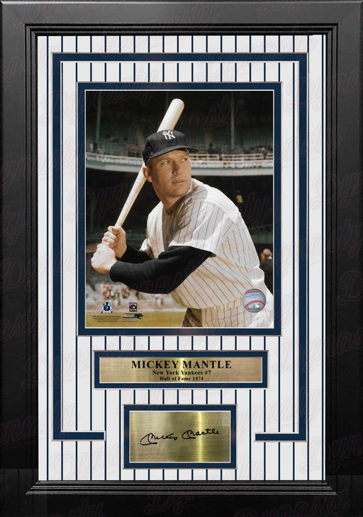 Mickey Mantle in Color New York Yankees 8" x 10" Framed Baseball Photo with Engraved Autograph - for just $79.99! 