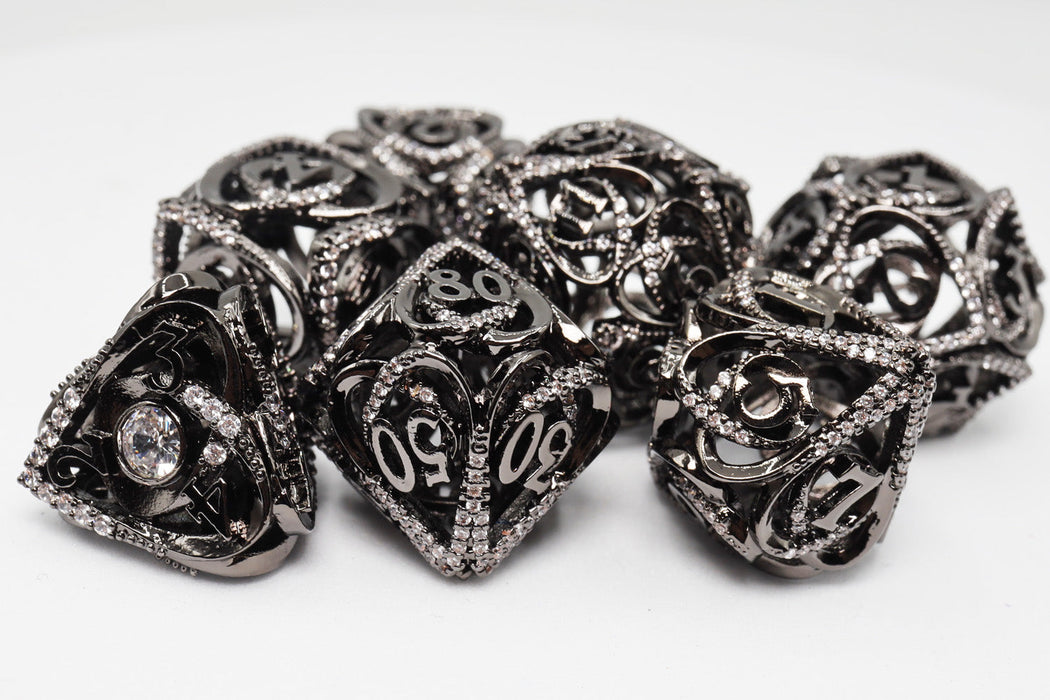 Hollow Hearts: Jeweled Midnight Metal - Metal RPG Dice Set - for just $99.99! 