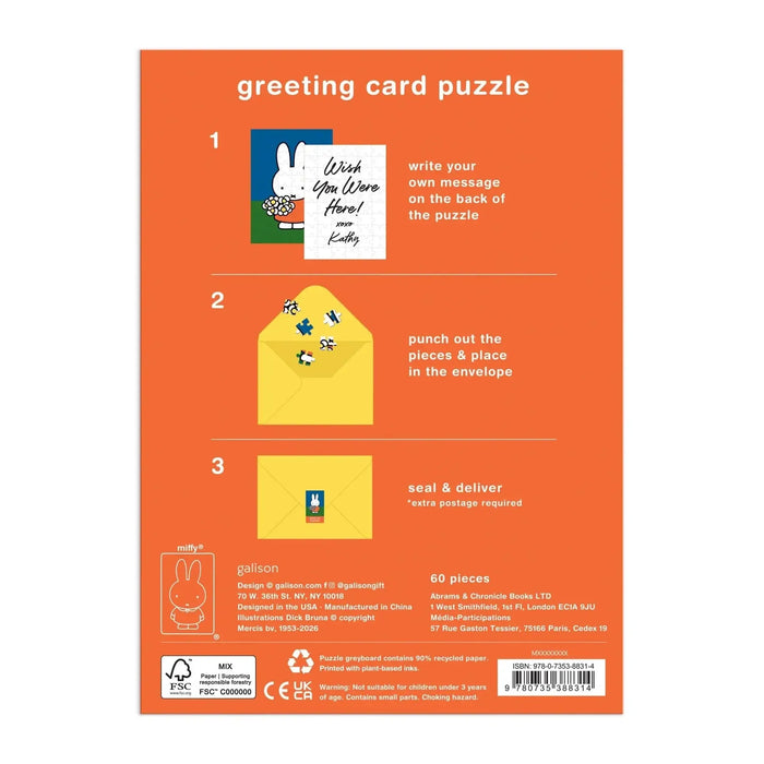 Miffy with Flowers Greeting Card 60 Piece Jigsaw Puzzle Galison - for just $7.99! 