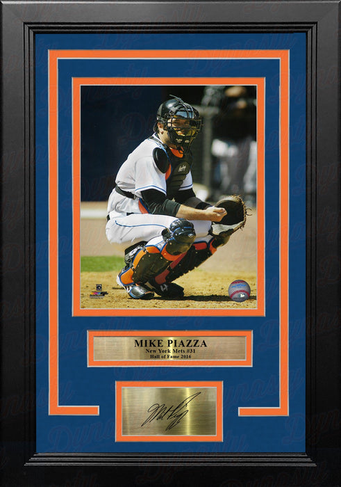 Mike Piazza Catching Action 8"x 10" Framed Baseball Photo with Engraved Autograph - for just $79.99! 
