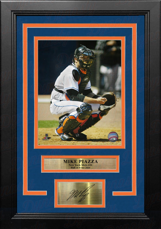 Mike Piazza Catching Action 8"x 10" Framed Baseball Photo with Engraved Autograph - for just $79.99! 