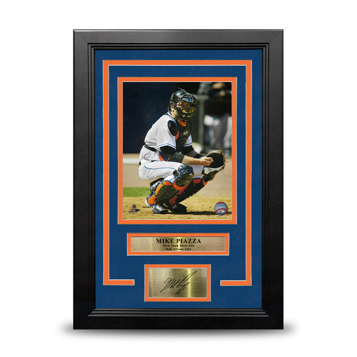Mike Piazza Catching Action 8"x 10" Framed Baseball Photo with Engraved Autograph - for just $79.99! 