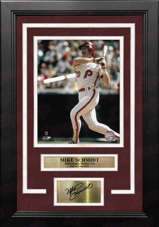 Mike Schmidt Swinging at the Plate Philadelphia Phillies 8x10 Framed Photo with Engraved Autograph - for just $79.99! 