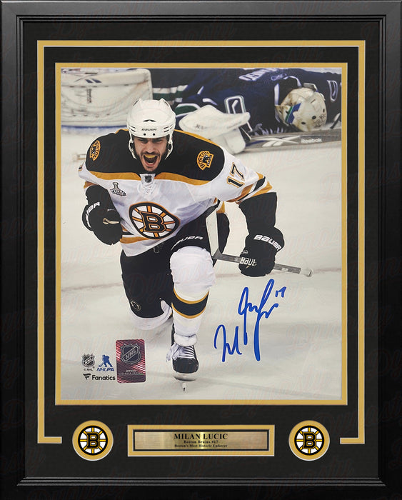 Milan Lucic Stanley Cup Goal Celebration Boston Bruins Autographed 16" x 20" Framed Hockey Photo - for just $69! 