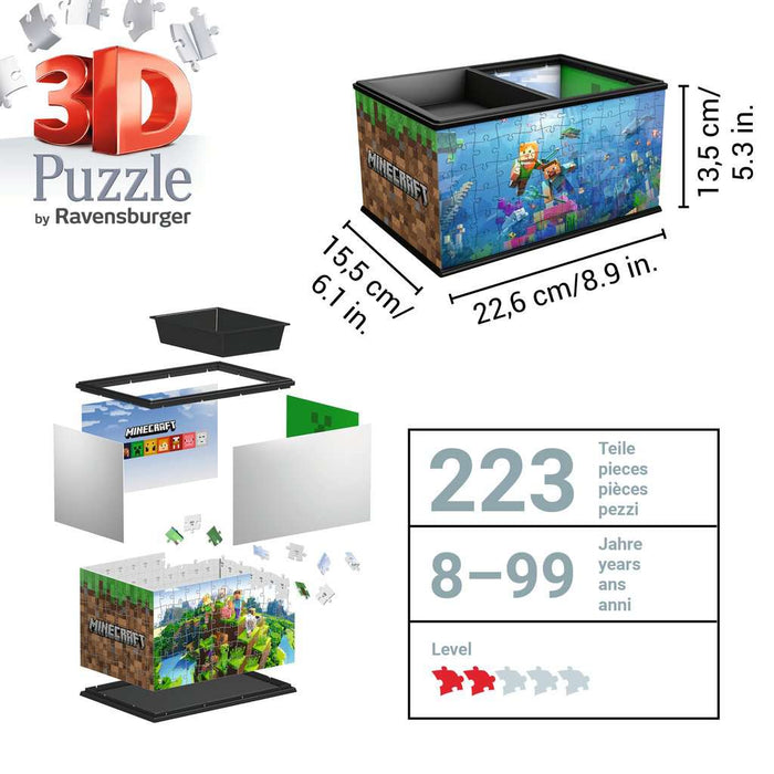 Minecraft Storage Box 223 Piece 3D Jigsaw Puzzle Ravensburger - for just $19.99! 